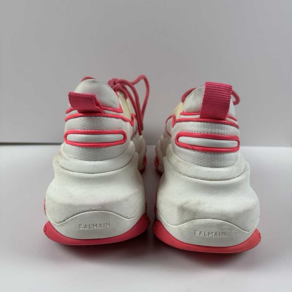 Balmain B-bold Pink/White Sneakers Women's US 6 EU 36 Designer Authentic - Picture 4 of 6